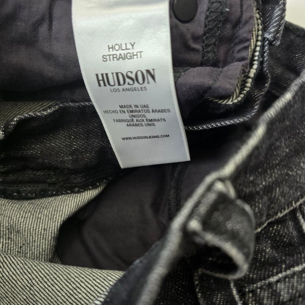 Hudson Holly High Rise Straight Leg Jeans Size 25 Black Split Hem Y2K Vamp Goth - Picture 7 of 13